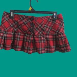 Lipsy plaid mini skirt Christmas school girl flannel red and black size medium